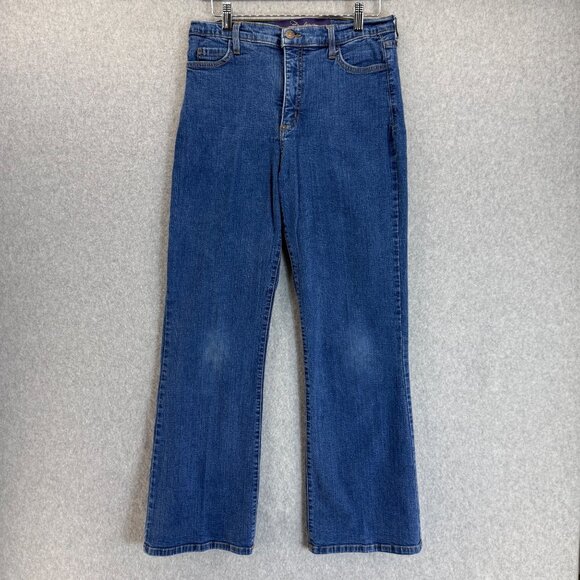 NYDJ‎ Womens Blue Denim Jeans Cotton Blend Straight Leg Fit Size 12 P Petite - Picture 1 of 13